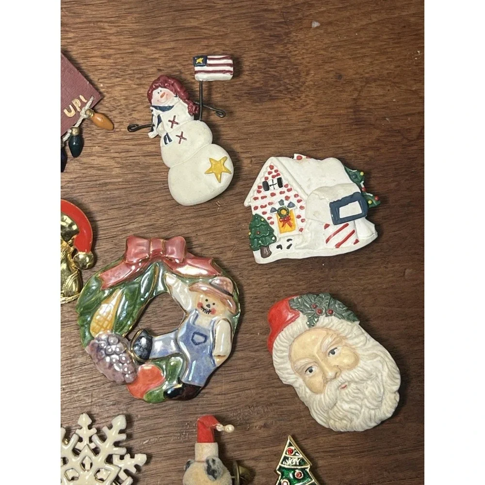 Vtg Holiday Brooch Lot Handmade Folk Easter Christmas 4th Quirky Seasonal
